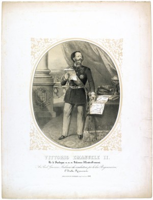 Vittorio Emanuele II. Litografia Latini, 1859. © Archivio Storico della Città di Torino
 