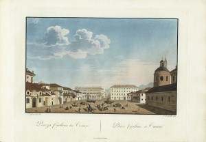 F. Castelli inc. A. Duquesney dis, Piazza Carlina in Torino, 1817. ASCT, Collezione Simeom, serie D, n. 373. © Archivio Storico della Città