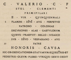 L’epigrafe di C. Valerius Clemens come è riportata sul Corpus Inscriptionum Latinarum (CIL V, 7007)