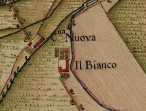 Cascina Bianco nel quartiere Vallette. Carta Topografica della Caccia, 1760-1766 circa, ©Archivio di Stato di Torino