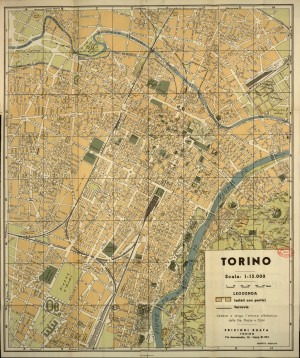 Pianta topografica della città di Torino, 1950 circa. Biblioteca civica centrale, Cartografico  3/4.6.01 © Biblioteche civiche torinesi