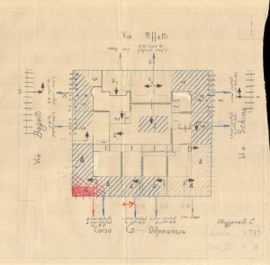 Bombardamenti aerei. Censimento edifici danneggiati o distrutti. ASCT Fondo danni di guerra inv. 715 cart. 14 fasc. 100. © Archivio Storico della Città di Torino 
