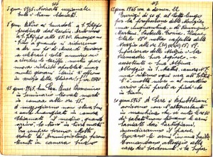 Diario dell’Istituto Lorenzo Prinotti, 1945. ASCT, Fondo Prinotti cart. 31 fasc. 11, 10, pp. 106-107. © Archivio Storico della Città di Torino