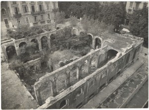 Biblioteca civica Centrale, veduta d'insieme dell'isolato compreso fra corso Palestro, via della Cittadella, via Perrone e via Bertrandi, ante 1958. Biblioteca civica Centrale © Biblioteche civiche torinesi