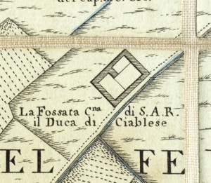 Cascina Fossata. Amedeo Grossi, Carta Corografica dimostrativa del territorio della Città di Torino, 1791. © Archivio Storico della Città di Torino