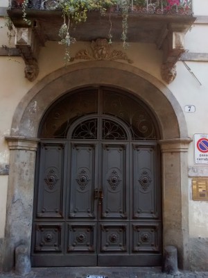 Portone, particolare, Palazzo Frichignono di Castellengo, via San Dalmazzo 7. Fotografia di Maria Paola Soffiantino, 2019