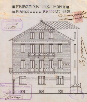 Facciata su cortile interno - progetto edilizio casa Momo (ASCT, PE I cat. 1910/984)