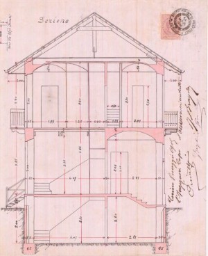 Sezione trasversale - progetto edilizio casa Beylis/Gribodo (ASCT, PE I cat. 1905/167)