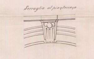 Particolare serraglio al pianterreno - progetto edilizio casa Audiberti/Gribodo (ASCT, PE I cat. 1911/691)
