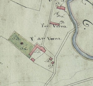 Cascina Verna di via Corneliano d’Alba 3. Mappa primitiva Napoleonica, 1805. © Archivio Storico della Città di Torino