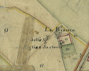 Cascina Bianco nel quartiere Vallette. Catasto Gatti, 1820-1830, © Archivio Storico della Città di Torino