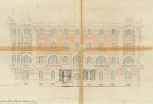 Facciata verso via Susa - progetto edilizio casa Battista/Gussoni (ASCT, PE I cat. 1914/494)