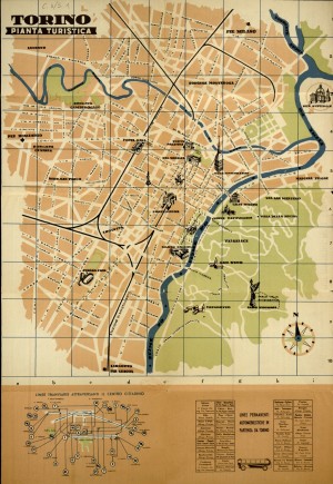 Torino. Pianta turistica, 1961. Biblioteca civica centrale, Cartografico  3/5.1.01 © Biblioteche civiche torinesi