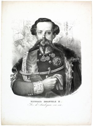 Vittorio Emanuele II. Litografia Verdoni, 1852. © Archivio Storico della Città di Torino