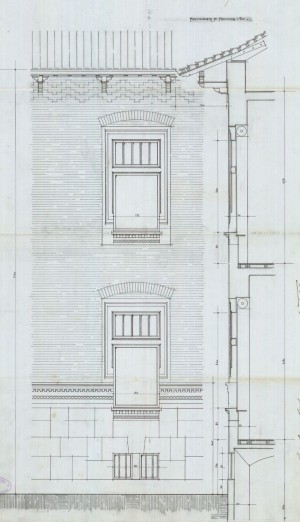 Particolare facciata - progetto edilizio Frapolli (ASCT, PE I cat. 1914/714)