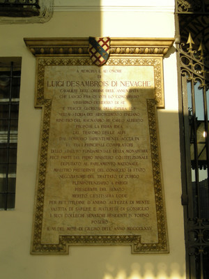 Lapide dedicata a Luigi des Ambrois di Nevache. Fotografia di Elena Francisetti, 2010. © MuseoTorino