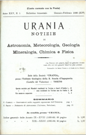 «Urania», gennaio-febbraio 1936, copertina

