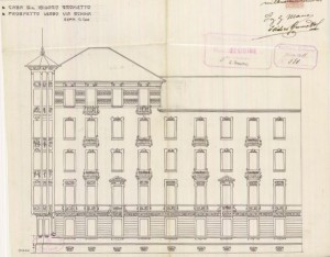 Facciata su via Schina - progetto edilizio casa Grometto/Momo (ASCT, PE I cat. 1911/530)