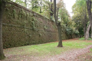 Il tratto di cortina muraria tardoseicentesca a ovest del Bastione di San Maurizio. Fotografia di Enrico Lusso, 2010