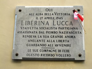 Lapide dedicata a Liberina Lucca (1910 - 1945)