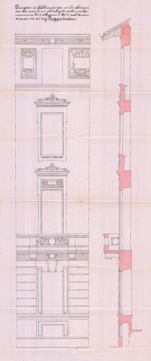 Dettaglio-progetto edilizio casa Ruggia/Ceresa (ASCT, PE I cat. 1909/381)