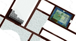 Planimetria della domus con la ricomposizione del mosaico policromo nelle parti mancanti, © Soprintendenza per i Beni Archeologici del Piemonte e del Museo Antichità Egizie