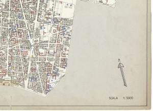 Bombe e mezzi incendiari lanciati 1:5000, 1942-1945. Zona 7: Borgate Monterosa e Montebianco - Barriera DI Milano. ASCT, Tipi e disegni, cart. 68, fasc. 1 disegno 7, quadrante 2. © Archivio Storico della Città di Torino 