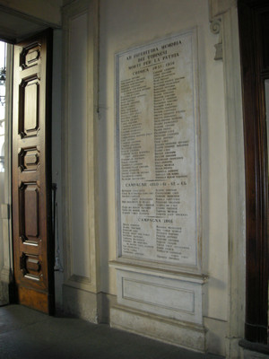 Lapide dedicata ai Torinesi caduti nelle guerre d'indipendenza italiana da Crimea al 1866