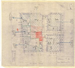 Bombardamenti aerei. Censimento edifici danneggiati o distrutti. ASCT Fondo danni di guerra inv. 90 cart. 2 fasc. 19. © Archivio Storico della Città di Torino