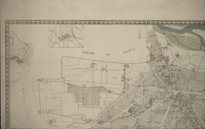 Pianta di Torino, 1945 circa, particolare. Biblioteca civica centrale, Cartografico  8/10.28.01 © Biblioteche civiche torinesi