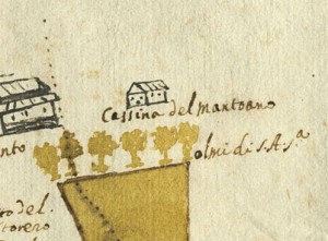 Cascina Cassotti Balbo, La Balbo. Cristoforo Elia, Pianta di tutta la campagna di Miraflores, 1632. © Archivio Storico della Città di Torino