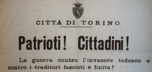 Manifesto del sindaco Roveda datato 3 maggio 1945, particolare. Archivio storico della Città di Torino