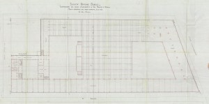 Planimetria piano terra - progetto edilizio stabilimento Società Officine Dubosc/Santonè (ASCT, PE I cat. 1906/442)