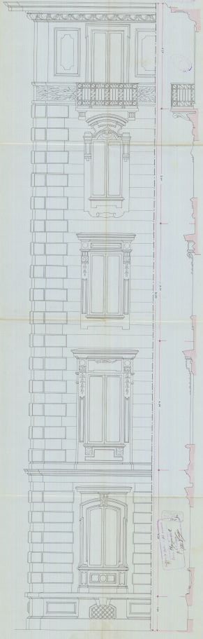Particolare decorazione via Cibrario, 13 - progetto edilizio casa Florio/Velati-Bellini (ASCT, PE I cat. 1902/140)
