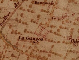 Cascina La Grangia, Grange. Carta della Montagna, 1694-1703. © Archivio di Stato di Torino.