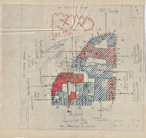 Bombardamenti aerei. Censimento edifici danneggiati o distrutti. ASCT Fondo danni di guerra inv. 26 cart. 1 fasc. 26. © Archivio Storico della Città di Torino