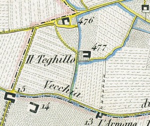 Cascina Teghillo. Antonio Rabbini, Topografia della Città e Territorio di Torino, 1840. © Archivio Storico della Città di Torino