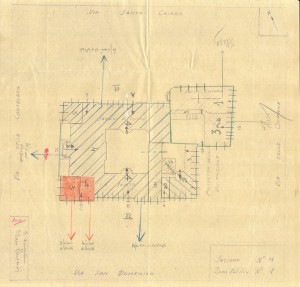 Bombardamenti aerei. Censimento edifici danneggiati o distrutti. ASCT Fondo danni di guerra inv. 14 cart. 1 fasc. 14. © Archivio Storico della Città di Torino