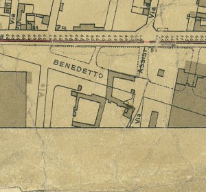 Cascina Bianchina e cascina Scaravella. Pianta di Torino, 1935, © Archivio Storico della Città di Torino