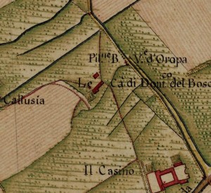 Cascina Borsello. Carta Topografica della Caccia, 1760-1766 circa, ©Archivio di Stato di Torino