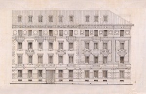 Facciata verso via Montebello - progetto edilizio casa Florio/Ceresa (ASCT, PE I cat. 1910/385)
