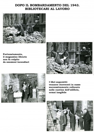 Dopo il bombardamento 1943: bibliotecari al lavoro