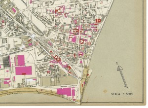 Danni arrecati agli stabili 1:5000, 1942-1945. Zona 8: Barriera di Lanzo, Borgata Vittoria, Acciaierie Fossata, Madonna di Campagna. ASCT, Tipi e disegni, cart. 68, fasc. 2 disegno 8 – quadrante 2. © Archivio Storico della Città di Torino