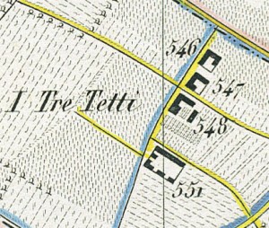 Cascina Tre Tetti Nigra. 
Topografia della Città e Territorio di Torino, 1840, © Archivio Storico della Città di Torino