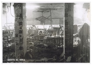 Ospedale San Giovanni Battista (delle Molinette), Corso Donato Bramante. Effetti prodotti dai bombardamenti dell'incursione aerea dell'8-9 dicembre 1942. UPA 2838D_9D01-59. © Archivio Storico della Città di Torino