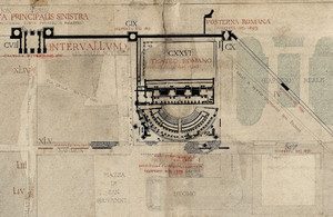 Il teatro romano nella pianta di Alfredo D’Andrade, © Soprintendenza per i Beni Archeologici del Piemonte e del Museo Antichità Egizie