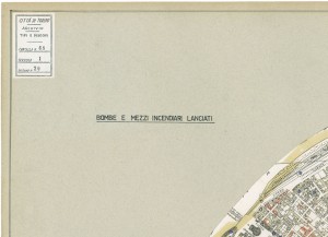 Bombe e mezzi incendiari lanciati 1:5000, 1942-1945. Zona 20: Motovelodromo - Borgo Po - Borgo Crimea. ASCT, Tipi e disegni, cart. 68, fasc. 1 disegno 20, quadrante 4. © Archivio Storico della Città di Torino